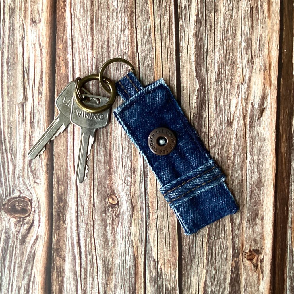 Upcycled Denim Key Fob - Various Button Styles