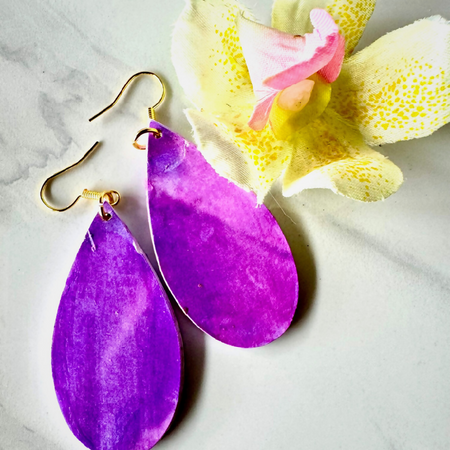Handmade Paper Earrings Purple with special designed paper