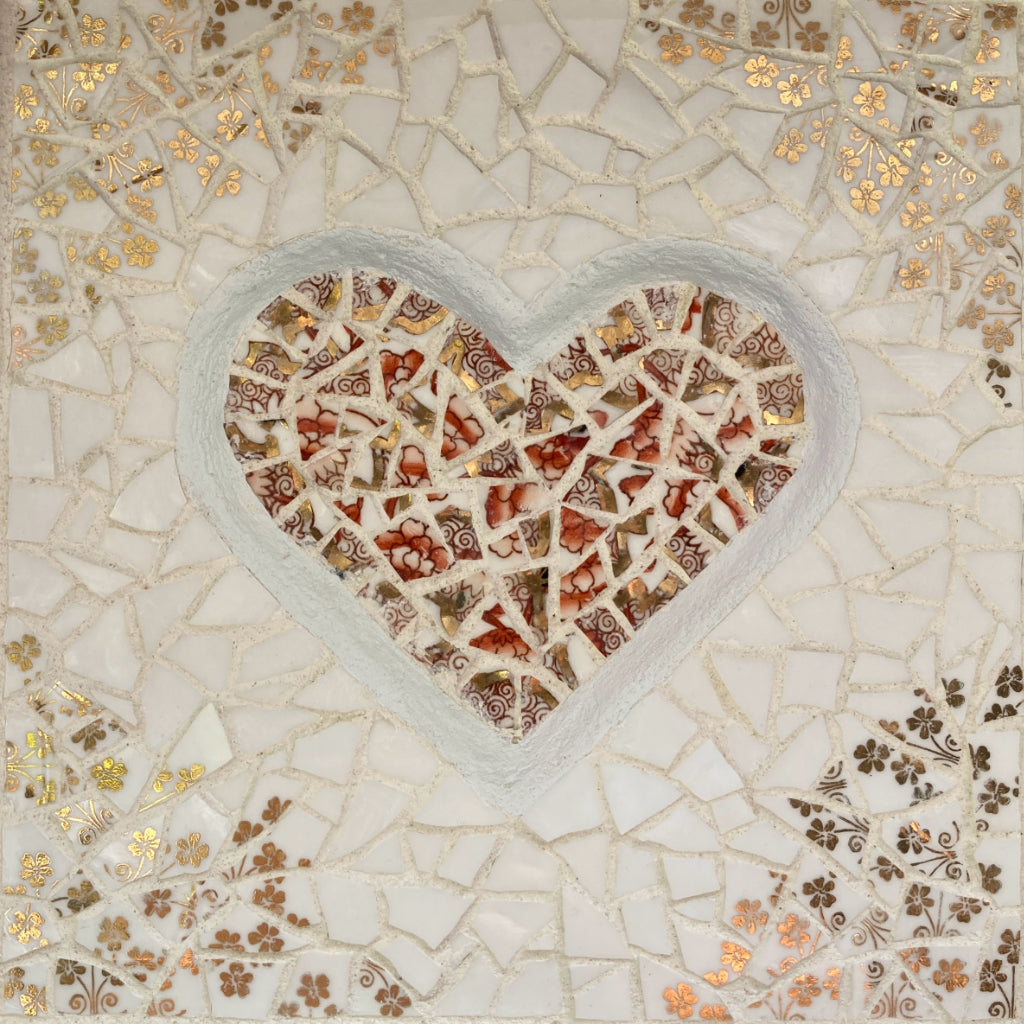 Upcycled Mosaic Art - Framed Heart