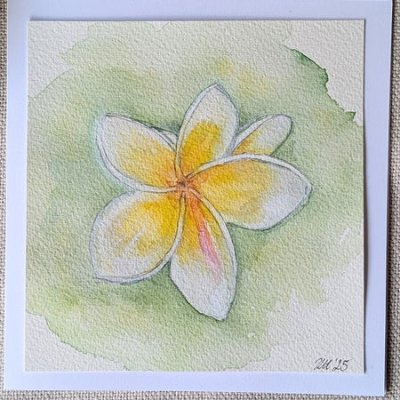 Hand-Painted Frangipani Watercolour Card