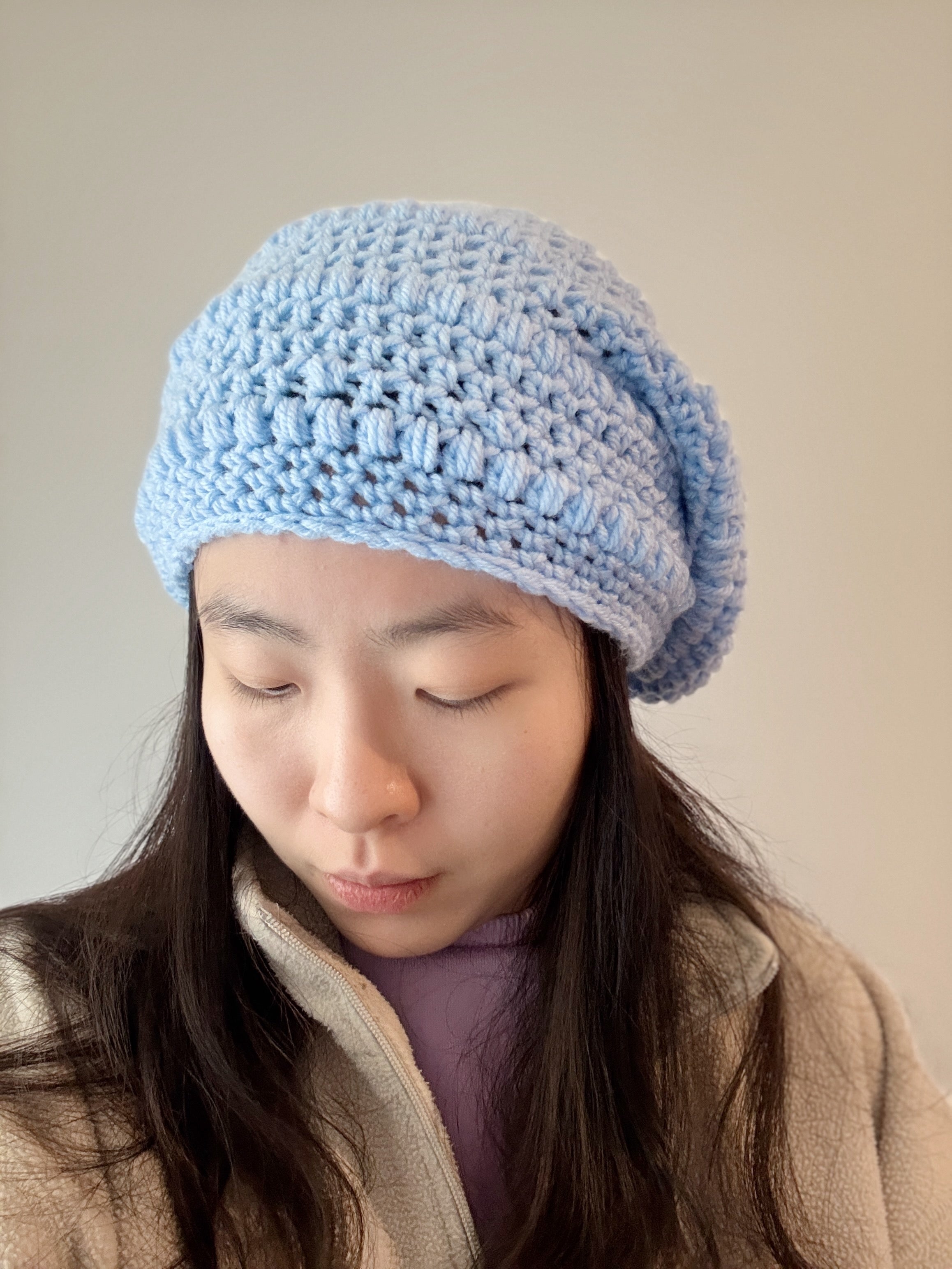 Blue crochet Slouchy Beanie