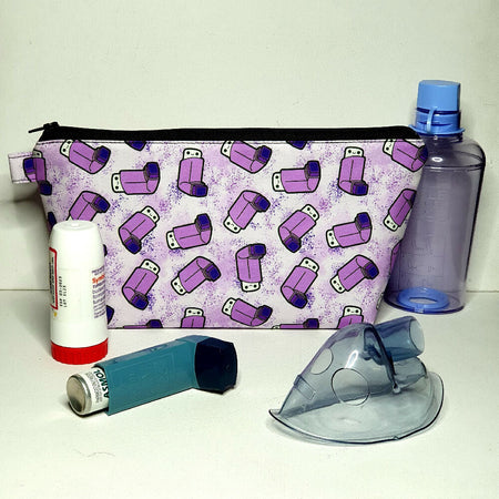 XL Asthma Puffer Pouch with Little Purple Puffers