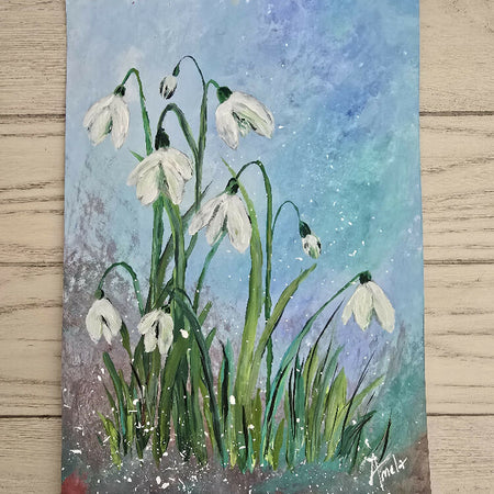 January Birthday - 'Snowdrops' Original Artwork on Watercolour Paper 21 x 29.7cm