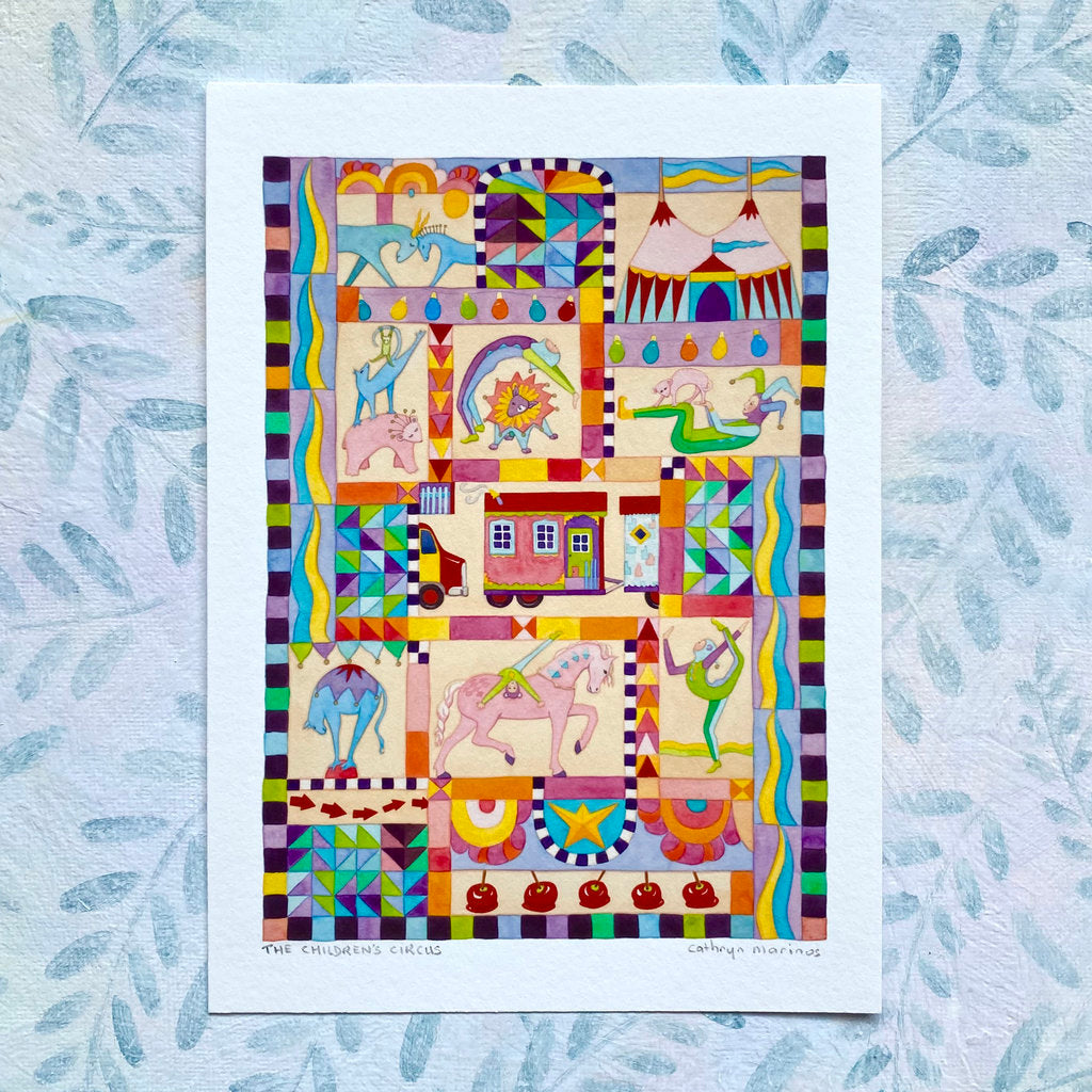 Magical Animals and Circus Children - Premium Art Print