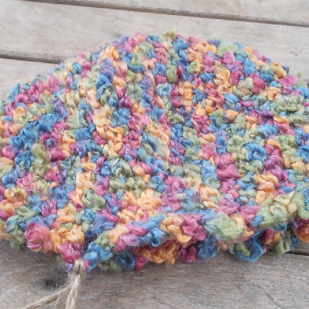 crocheted cloche made from pastel pure wool