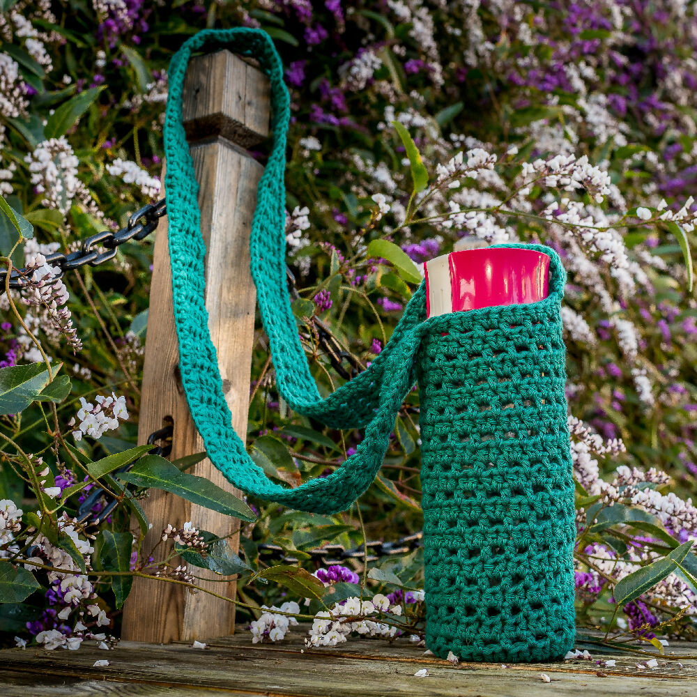 Cross Body Crocheted Water Bottle Caddy