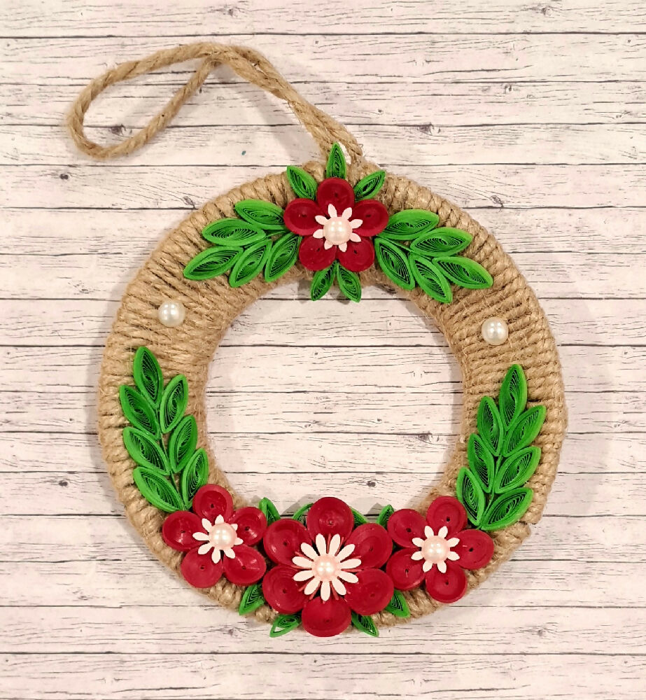 Wreath - Quilled Red Floral