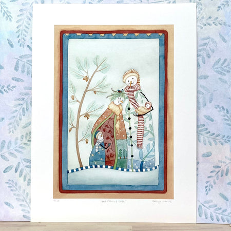 Quirky Snowman Family - Limited Edition Wall Print (r21-famt)