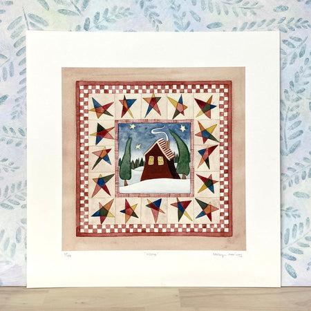 Cosy House in Snowy Forest - Limited Edition Print (s21-home)