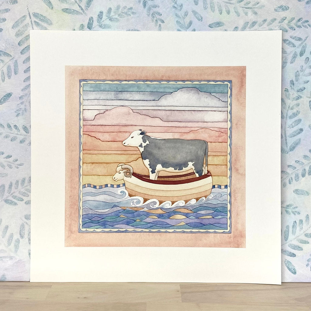 Magical Boat and Peaceful Cow Voyage Together - Print (s21-ship)