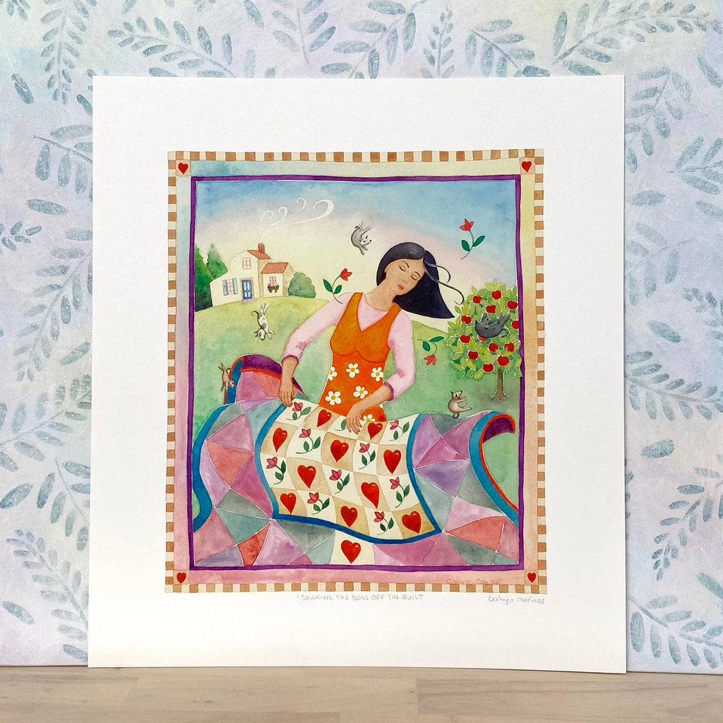 Home, Quilt Making and Opportunistic Dogs - Art print