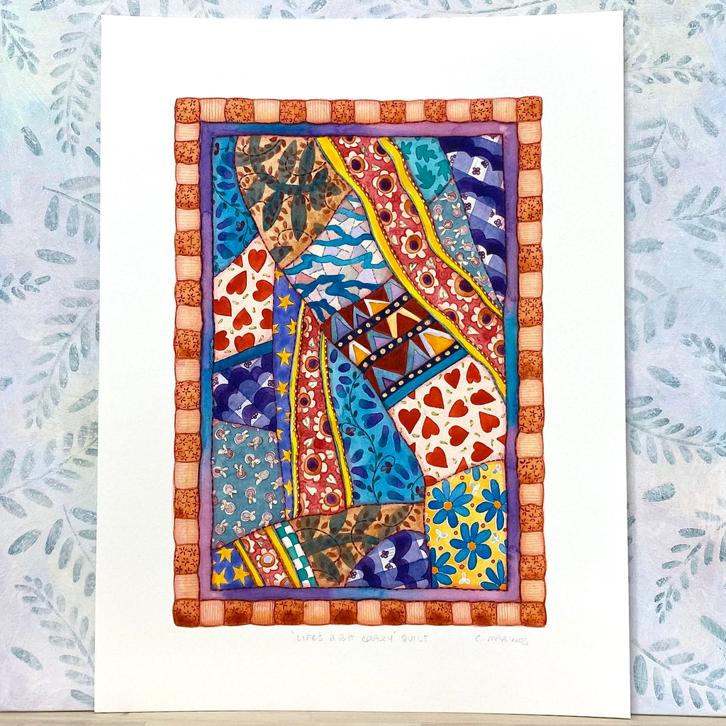 Colourful Patchwork Art Print from an Original Painting
