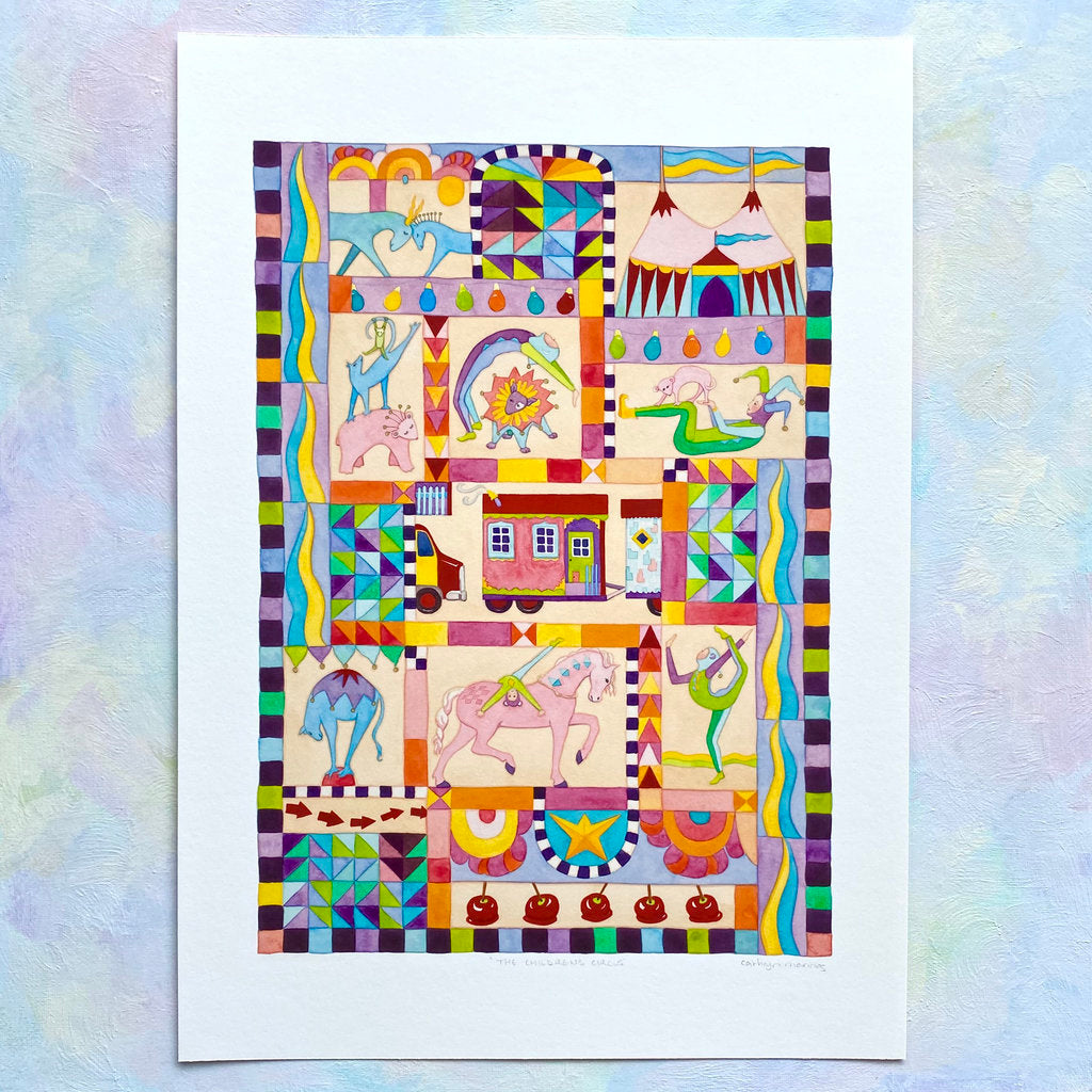 Magical Animals and Circus Children - Premium Art Print