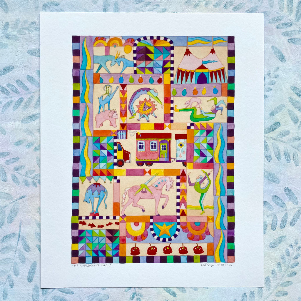 Magical Animals and Circus Children - Premium Art Print