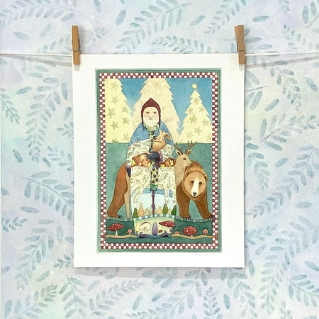 Peaceful Wall Art Print with Woodland Forest Animals