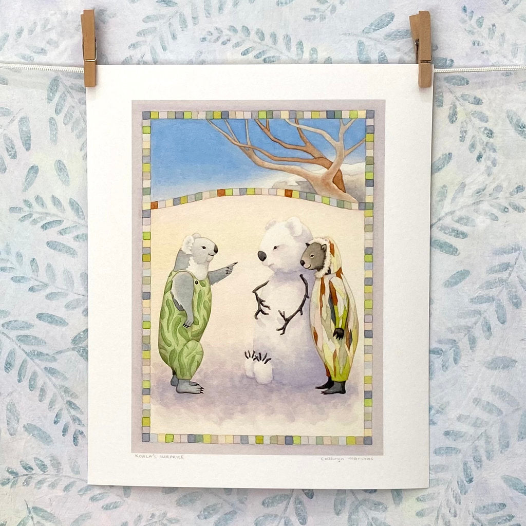 Koala and Wombat - Whimsical Australian Animal Children's Print