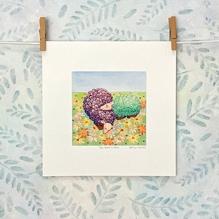 Two Sheep Sleeping in the Daisies Print (S10-tsas)
