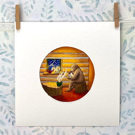 Quiet Bear Reading a Book - Premium Print (S11-nite)