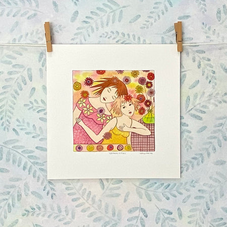 Whimsical Art Print of Women and Flowers (S12-gsis)