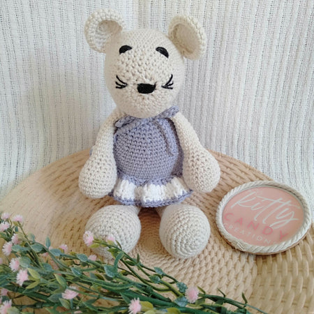 Handmade Crochet Toy Mouse - 100% Cotton