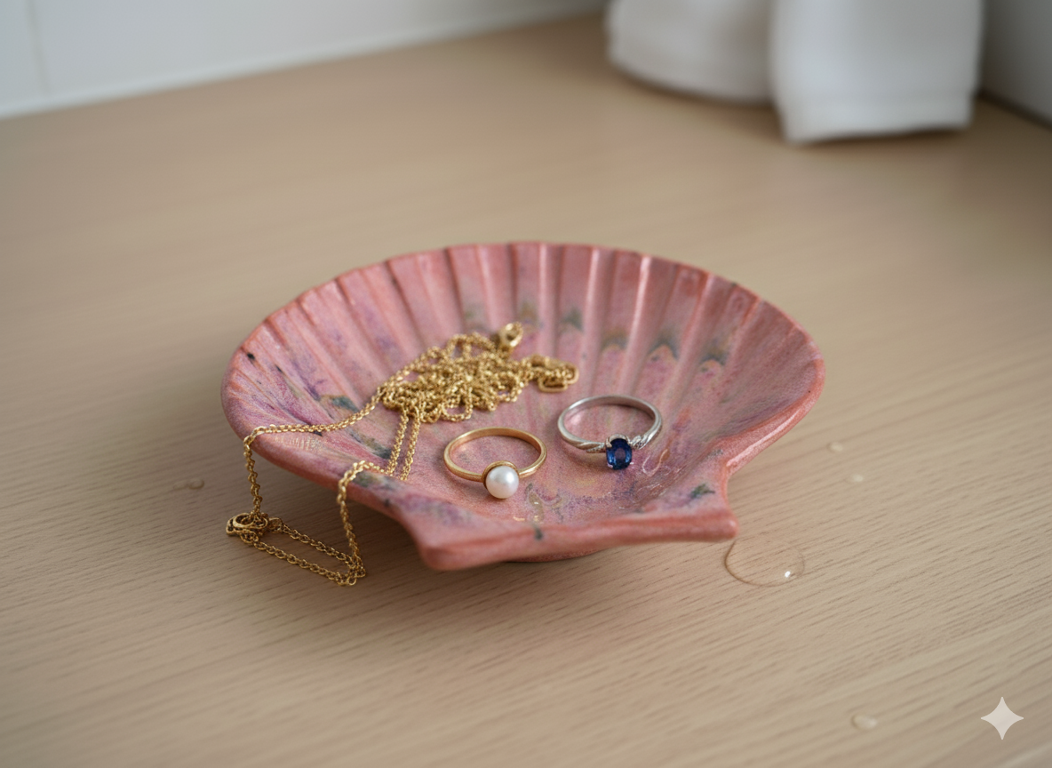 Seaside Style: Ceramic Pink Shell Trinket / Soap Dish