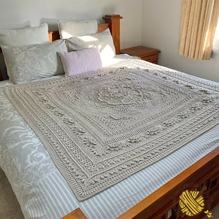 Heirloom quality crochet double bed blanket / quilt / throw