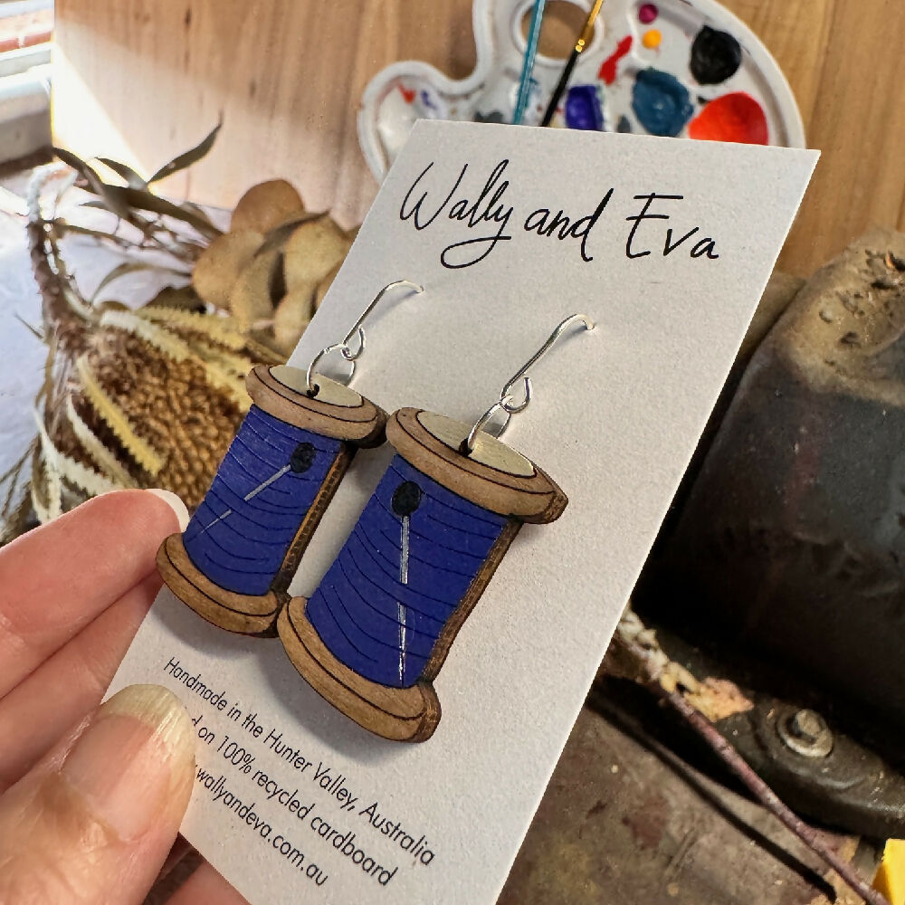 wally-and-eva-australian-hand-painted-wood-and-sterling-silver-purple-cotton-reel-earrings-12