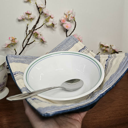 Hot/Cold Cozy Bowls - Blue & Cream Stripes