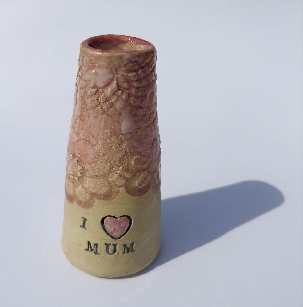 Mother's Day Small Bud Vase I heart mum 2