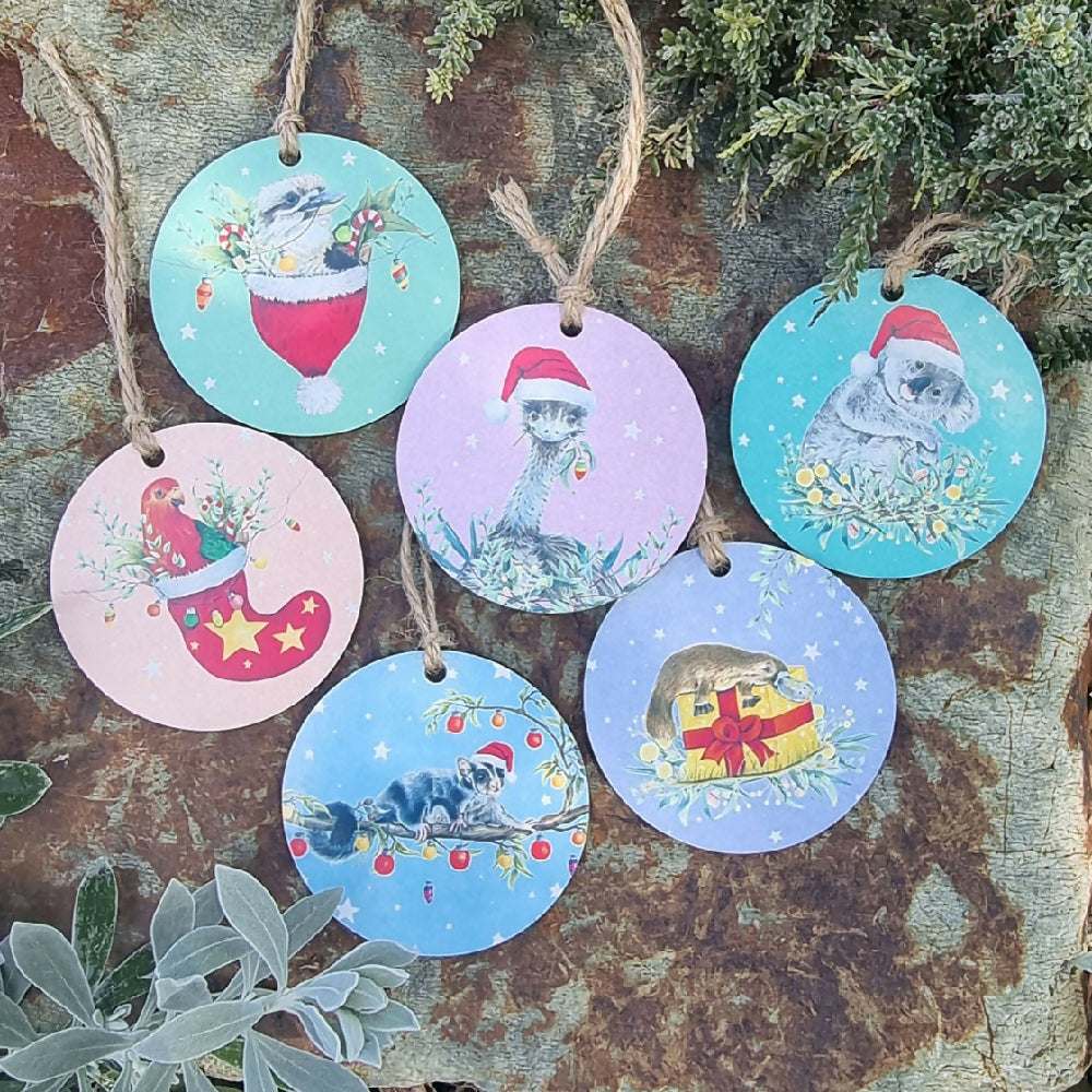 AUSSIE CHRISTMAS - set of 6 pastel decorations