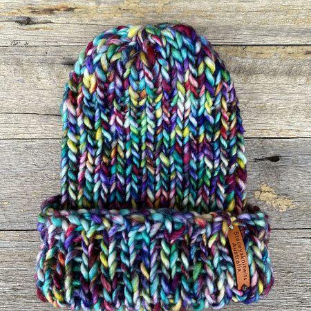 Knitted Beanie, Rainbow Beanie, Ladies Beanie