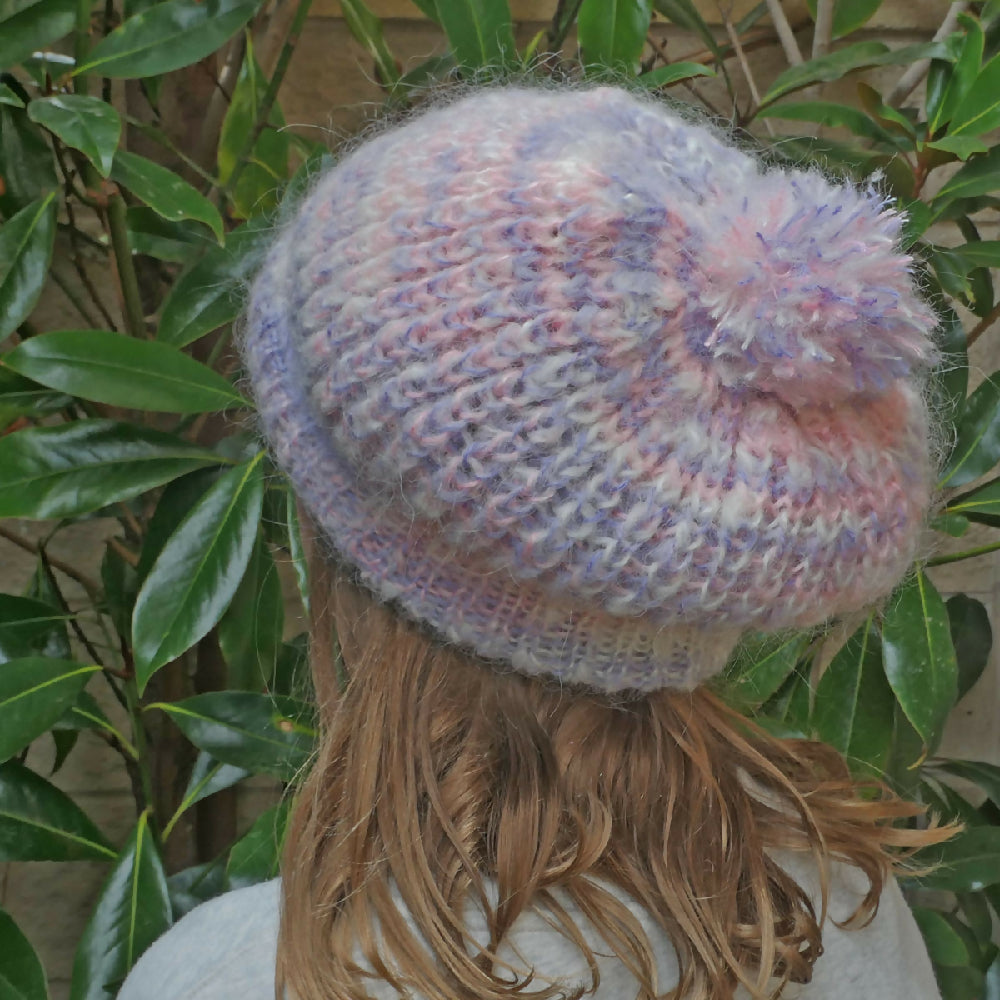 Special feature: Variegated mohair slouchy beanie. Adult. Free shipping.