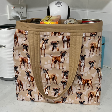 Grocery Tote ... Boxer ...Lined with storage pouch
