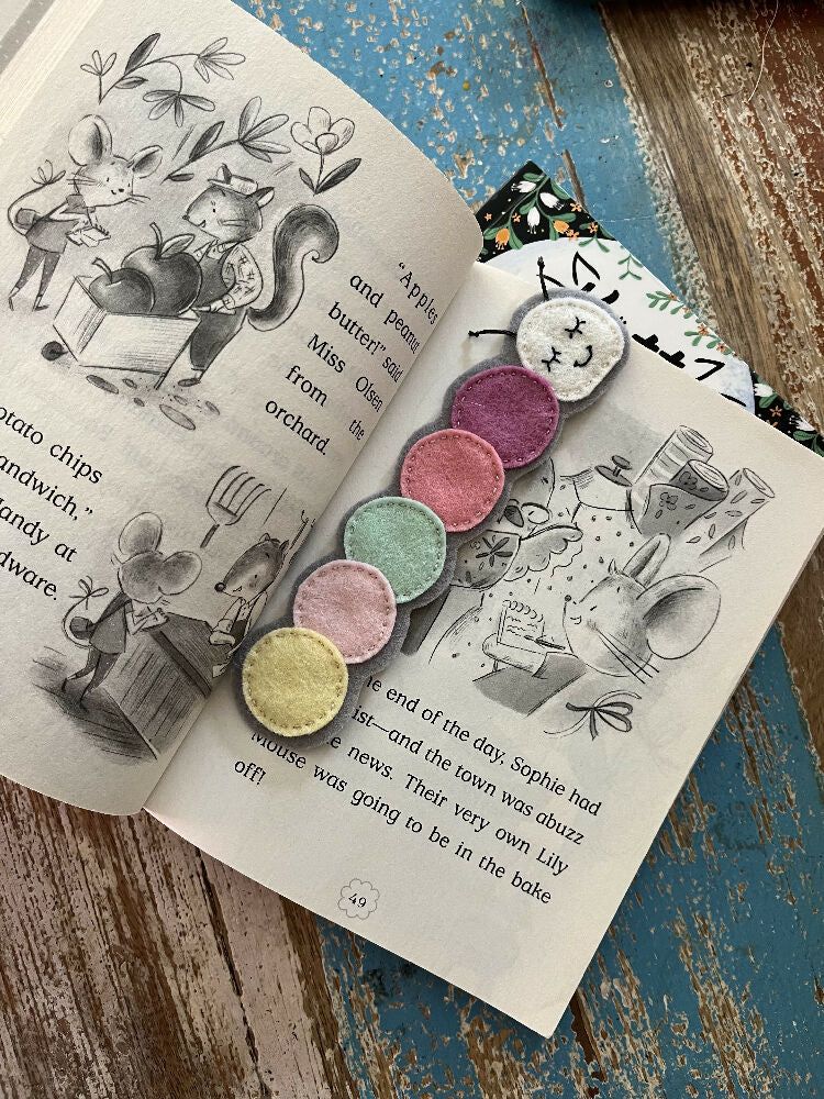 Felt caterpillar bookmark, teacher gift