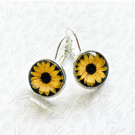 Little Sunflower Earriings handmade with Paper and Glass