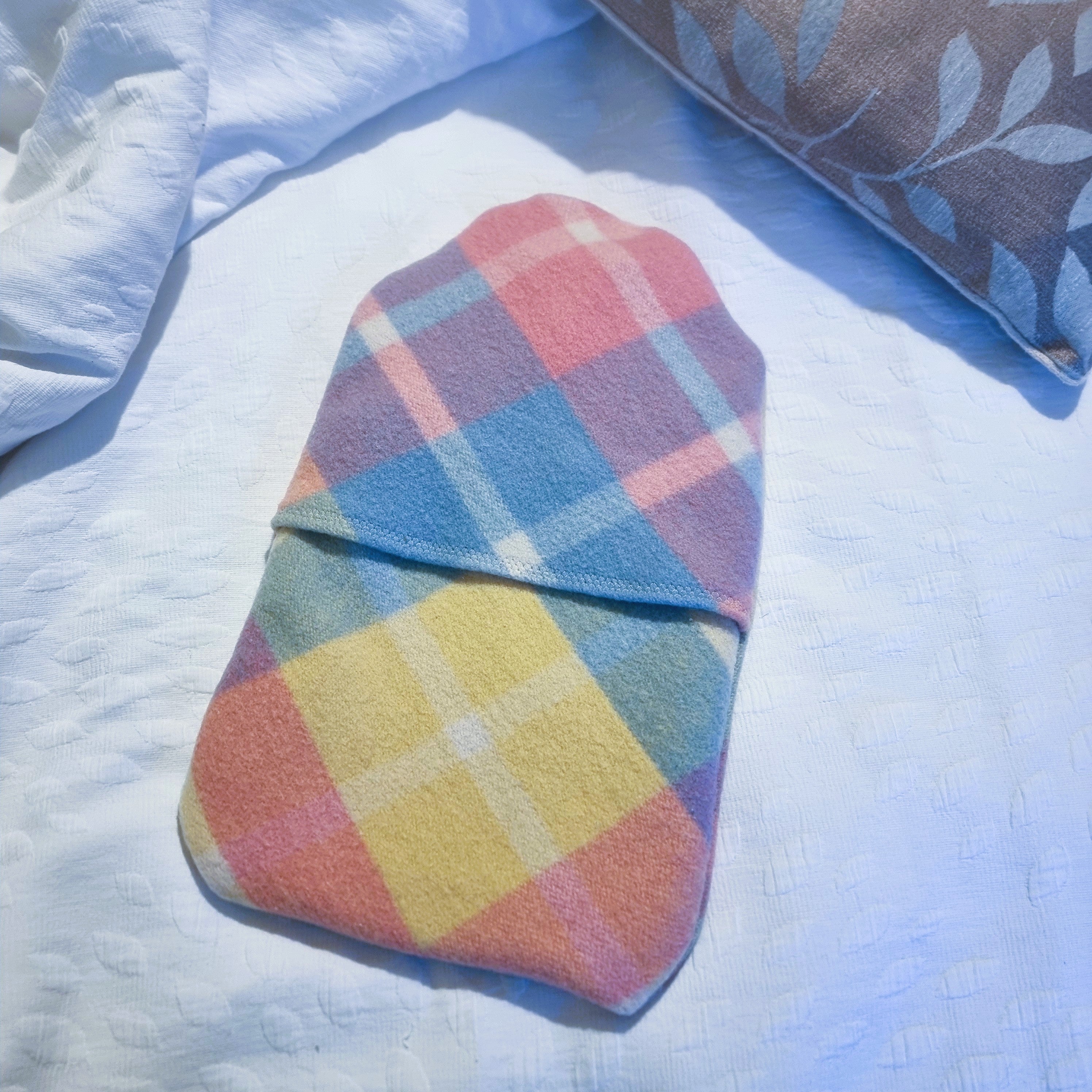 Upcycled hot water bottle cover - candy pastel flowers