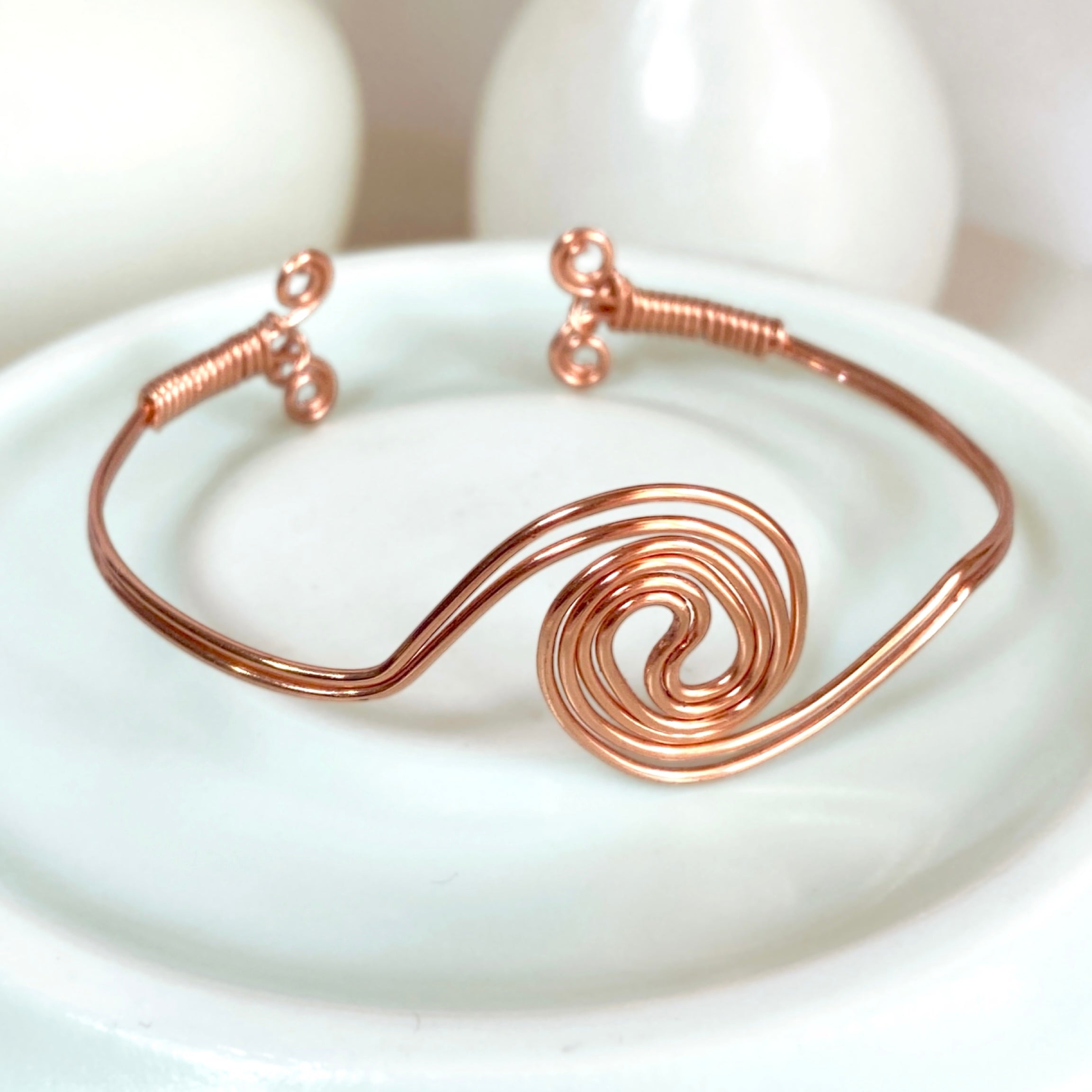 Spiralling double band bangle bracelet | Copper or Silver or Gold | Celtic-inspired jewellery