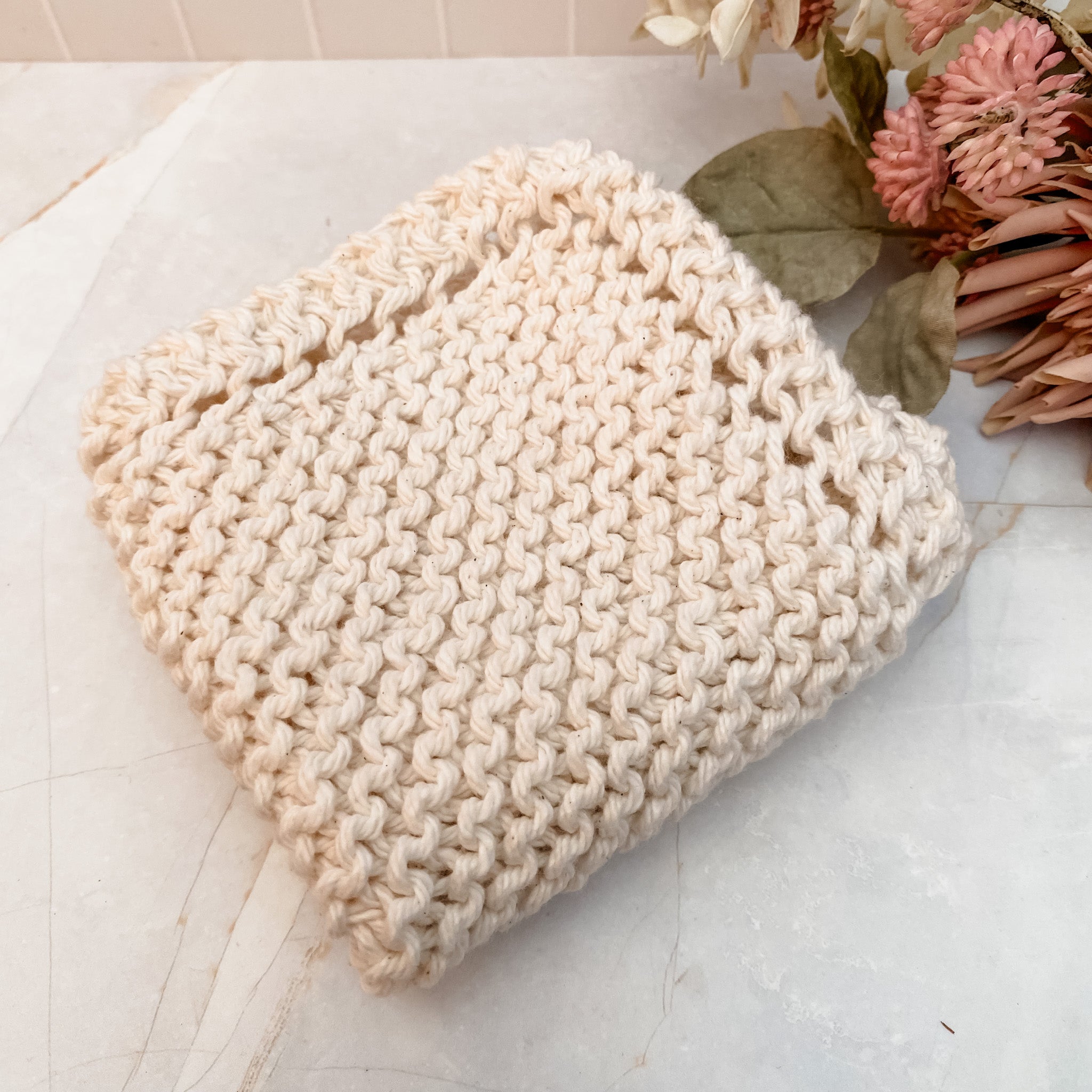 Handmade 100% Cotton Knitted Face or Dish Cloth