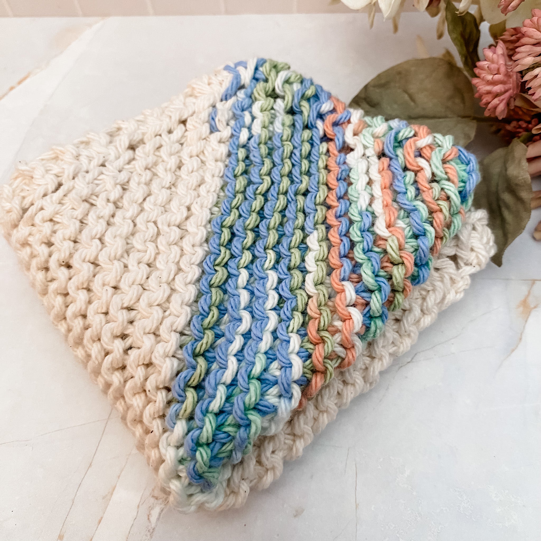 Handmade 100% Cotton Knitted Face or Dish Cloth