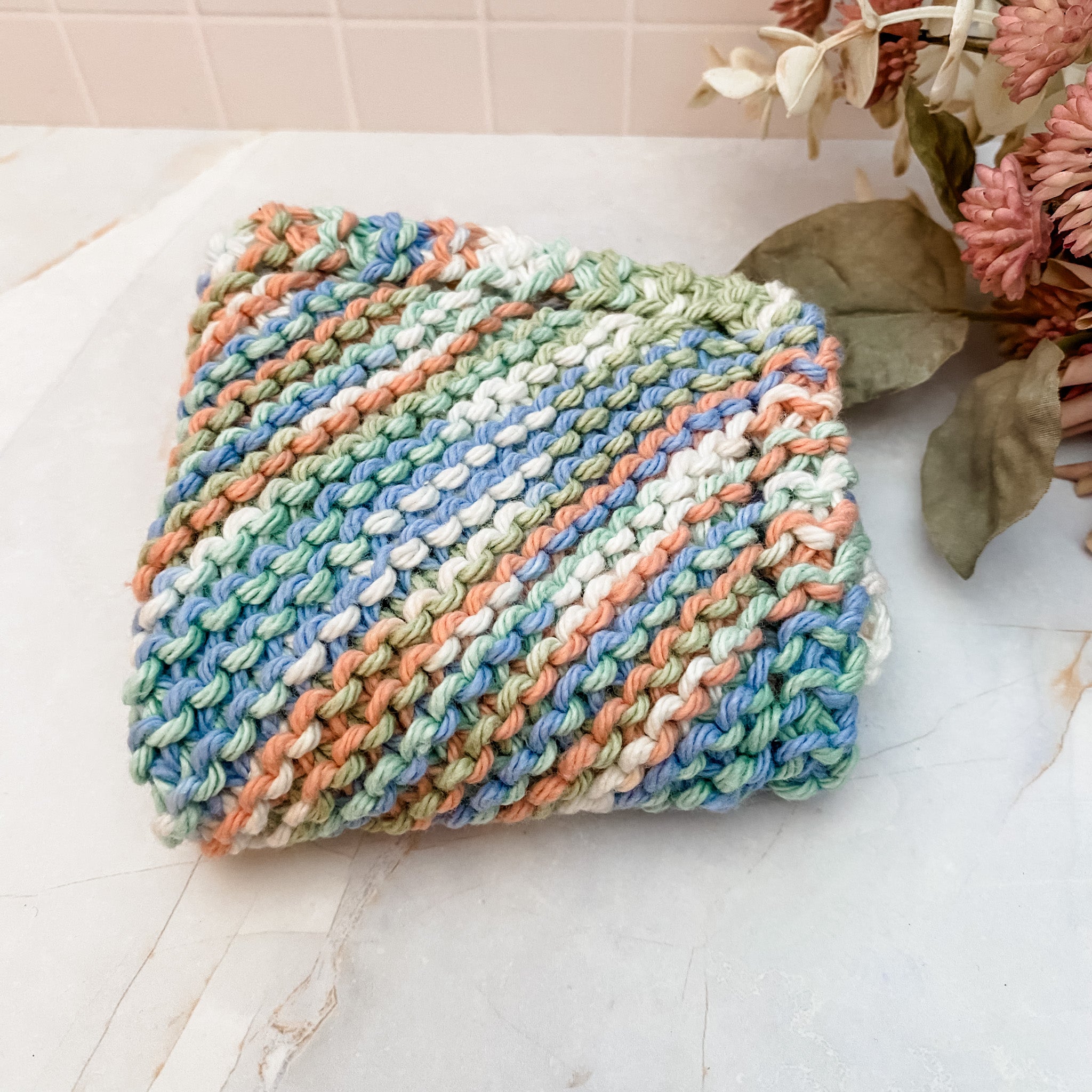 Handmade 100% Cotton Knitted Face or Dish Cloth