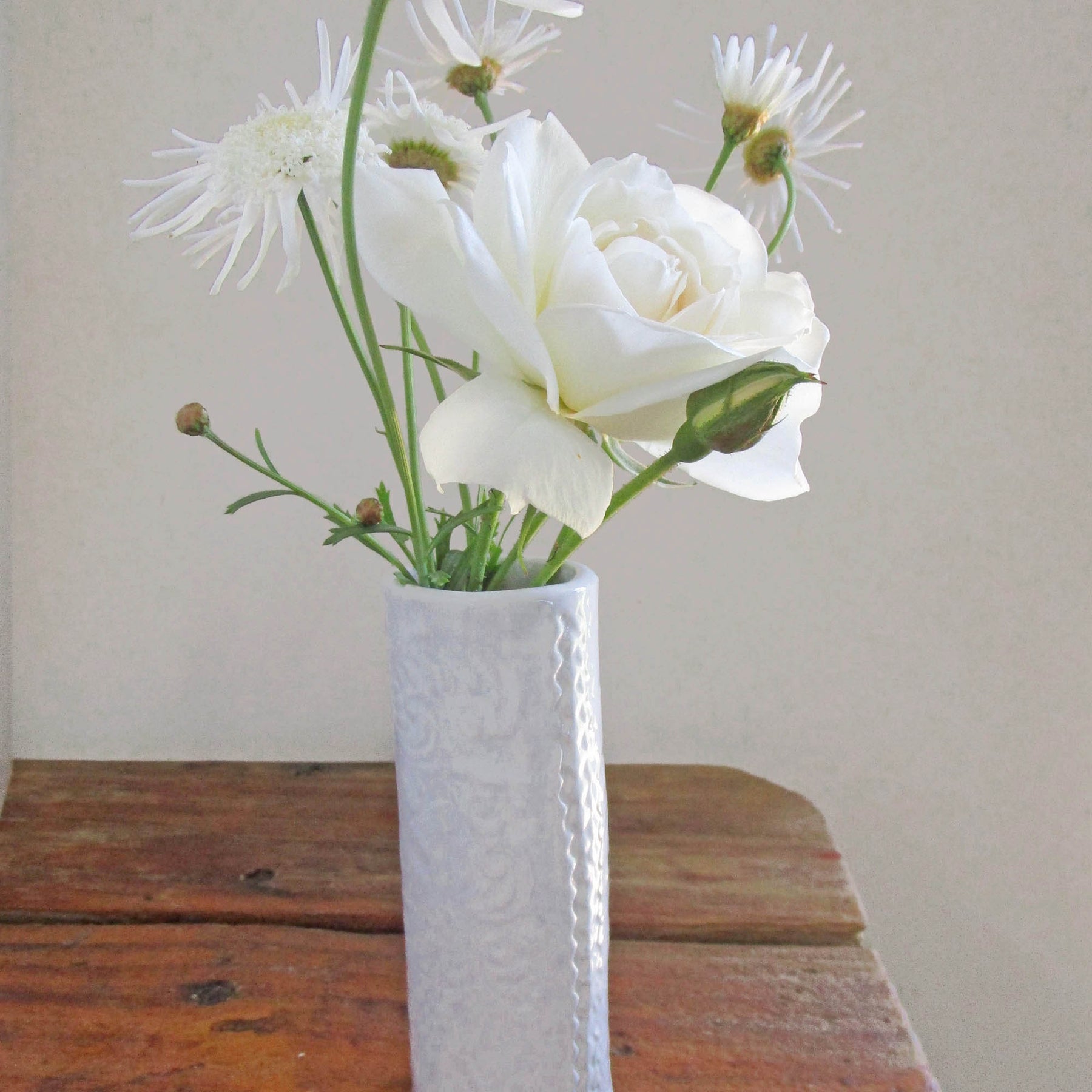 Handmade White Bud Vase - Small Vase - Posy Vase