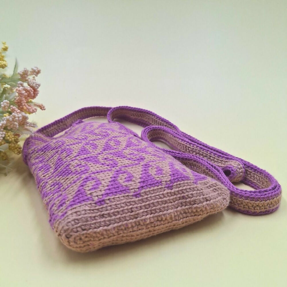 Tapestry Crochet Phone Bag Small Purple - Base