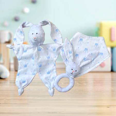 Baby Bunny Comforter, Bib & Bunny Rattle Set