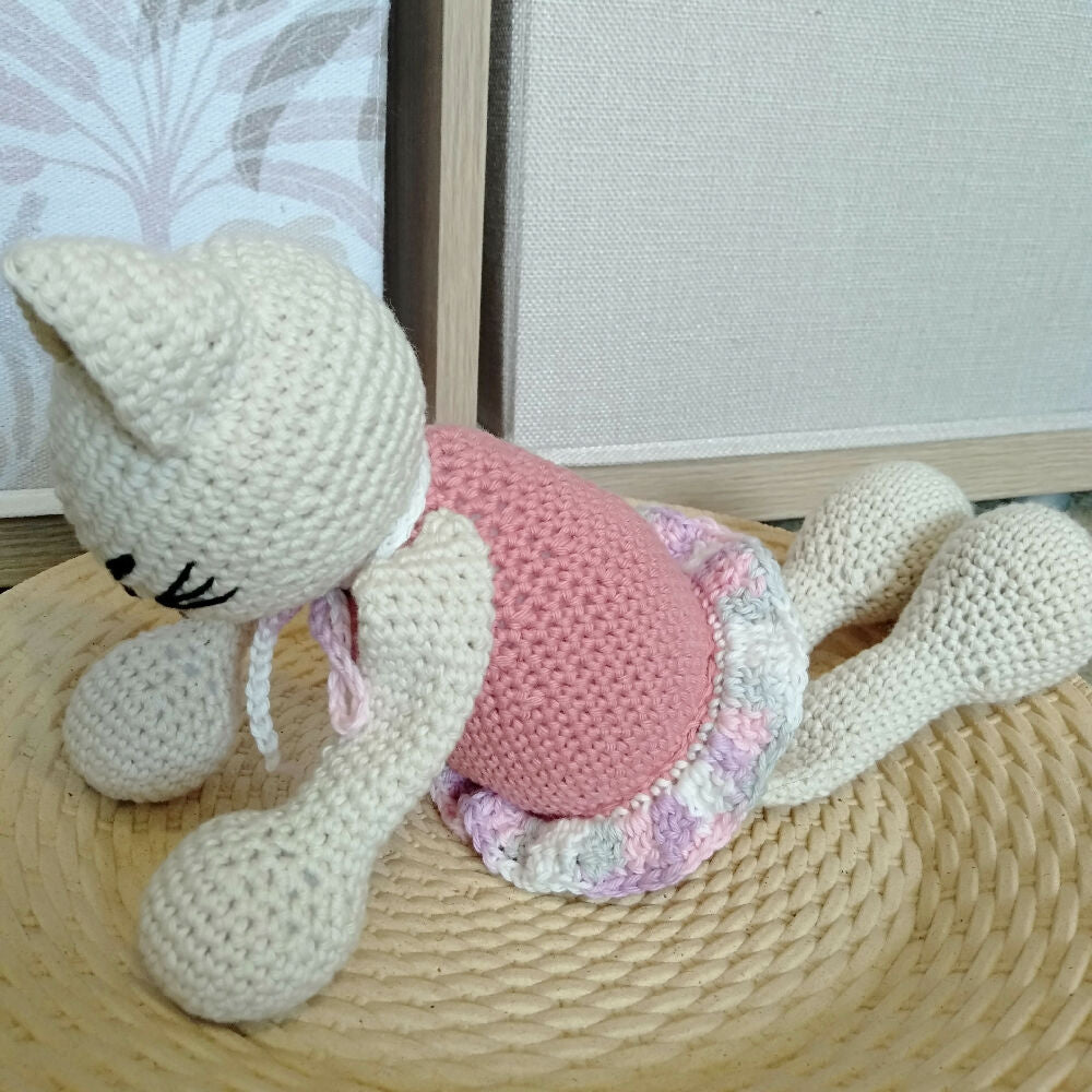 Handmade Crochet Toy Cat - 100% Cotton