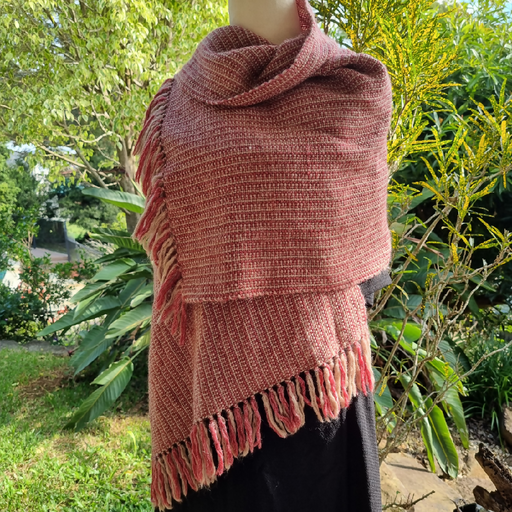 australian-artist-handmade-handwoven-burgandy-brown-shawl-7