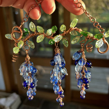 Wisteria Glass Beaded Suncatcher/Window-Decor in Pink or Blue