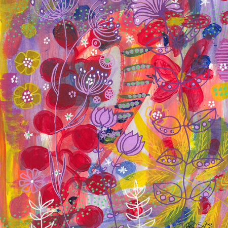 Original Hand Painted Art: Vibrant Garden