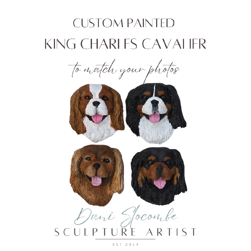 Custom Painted King Charles Cavalier Sculpture