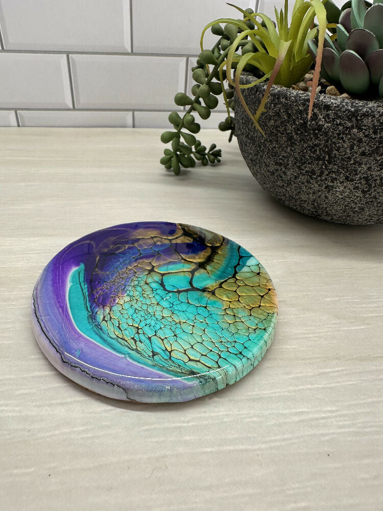 Handmade, Hand-painted Resin-coated Coasters