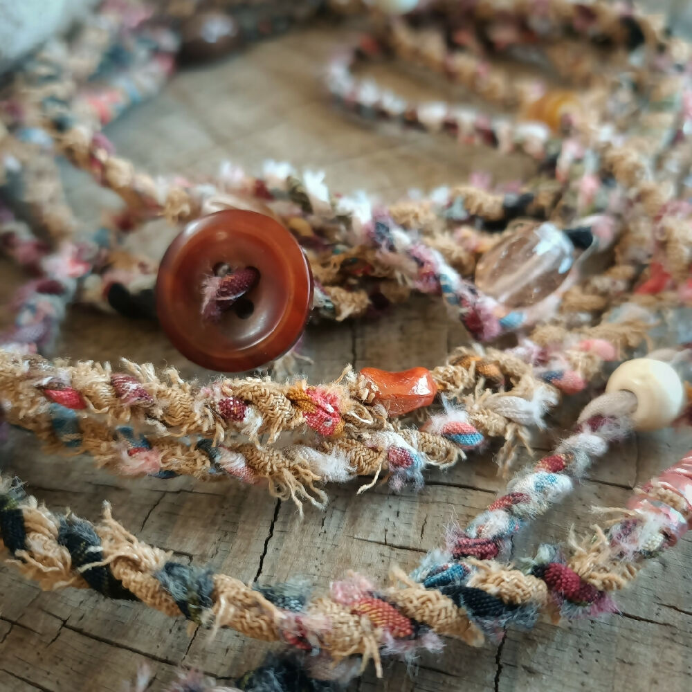handmade cordage boho necklace earthy close up